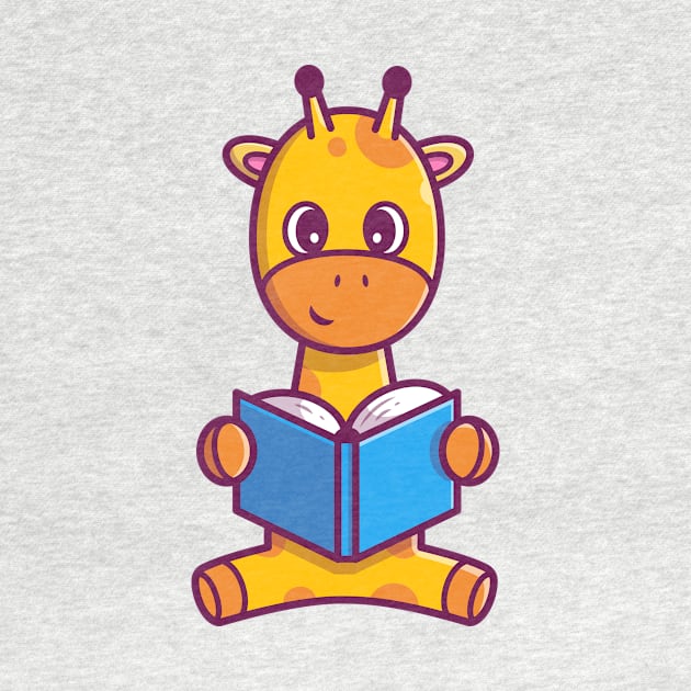 Cute Giraffe Reading Book Cartoon by Catalyst Labs